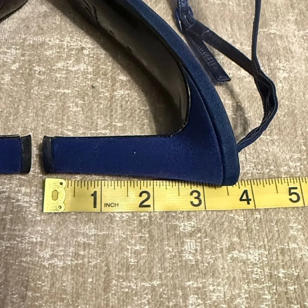 St. John Blue Italian Embellished Fabric Mesh Pointy Toe Slingbacks - Picture 8 of 14